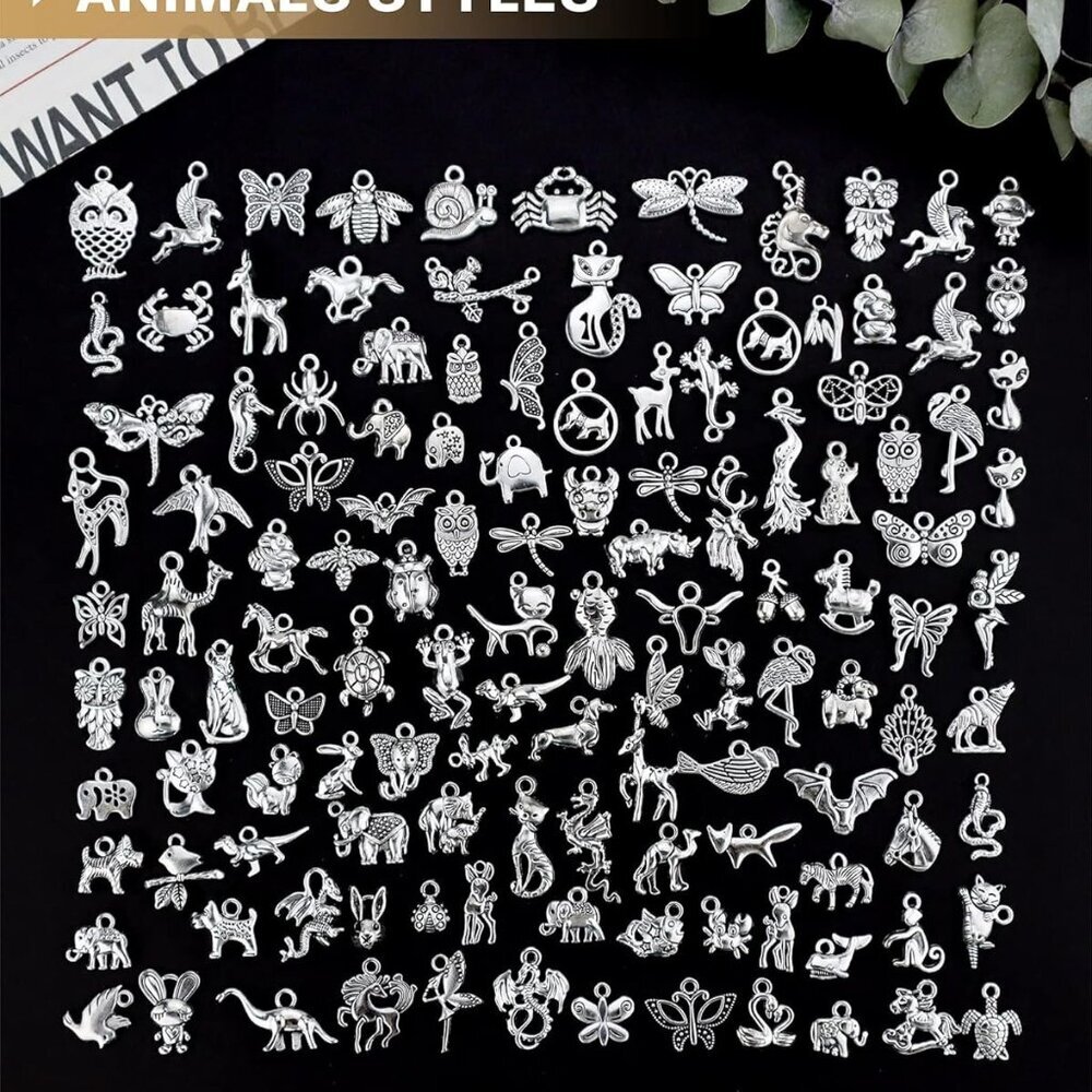 300 PCS Wholesale Bulk Lots Jewelry Making Charms Mixed Smooth Tibetan Silver Al - Picture 3 of 7